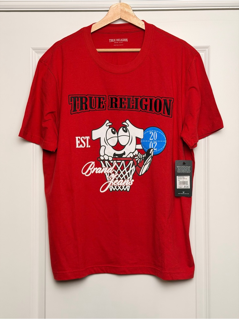 True Religion Red Graphic Basketball Logo Tee Shirt